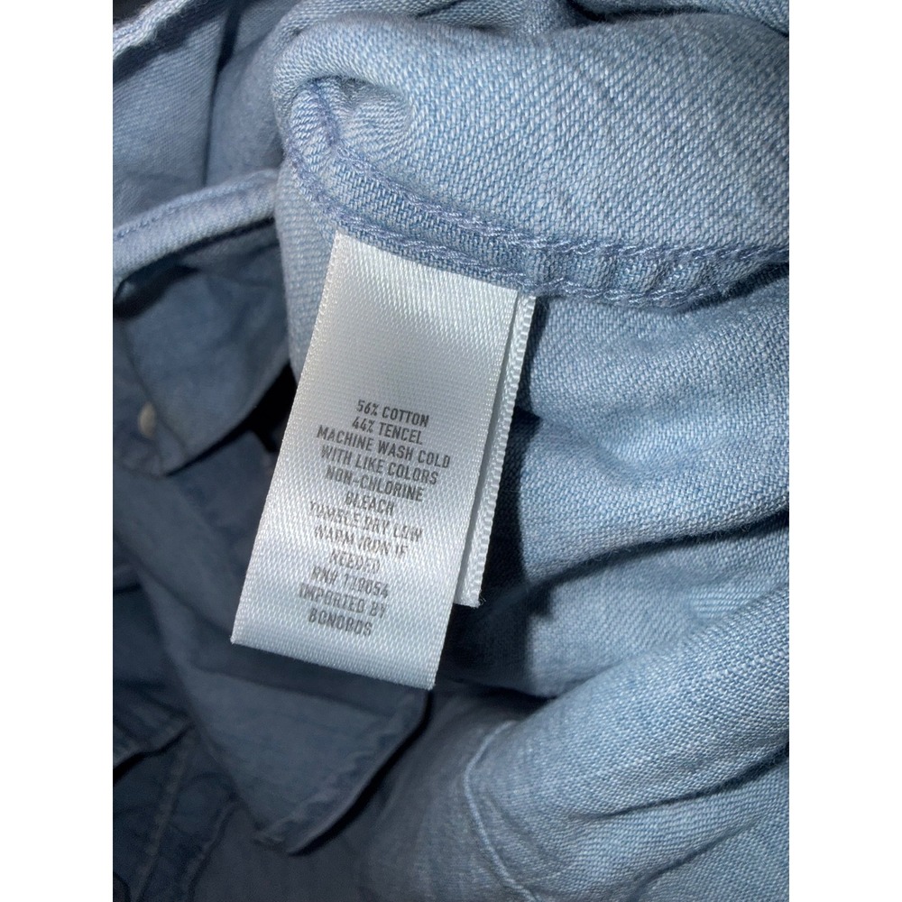 BONOBOS Mens Medium Slim Fit Medium Blue Long Sleeve Button Up Chambray Shirt - Picture 3 of 5